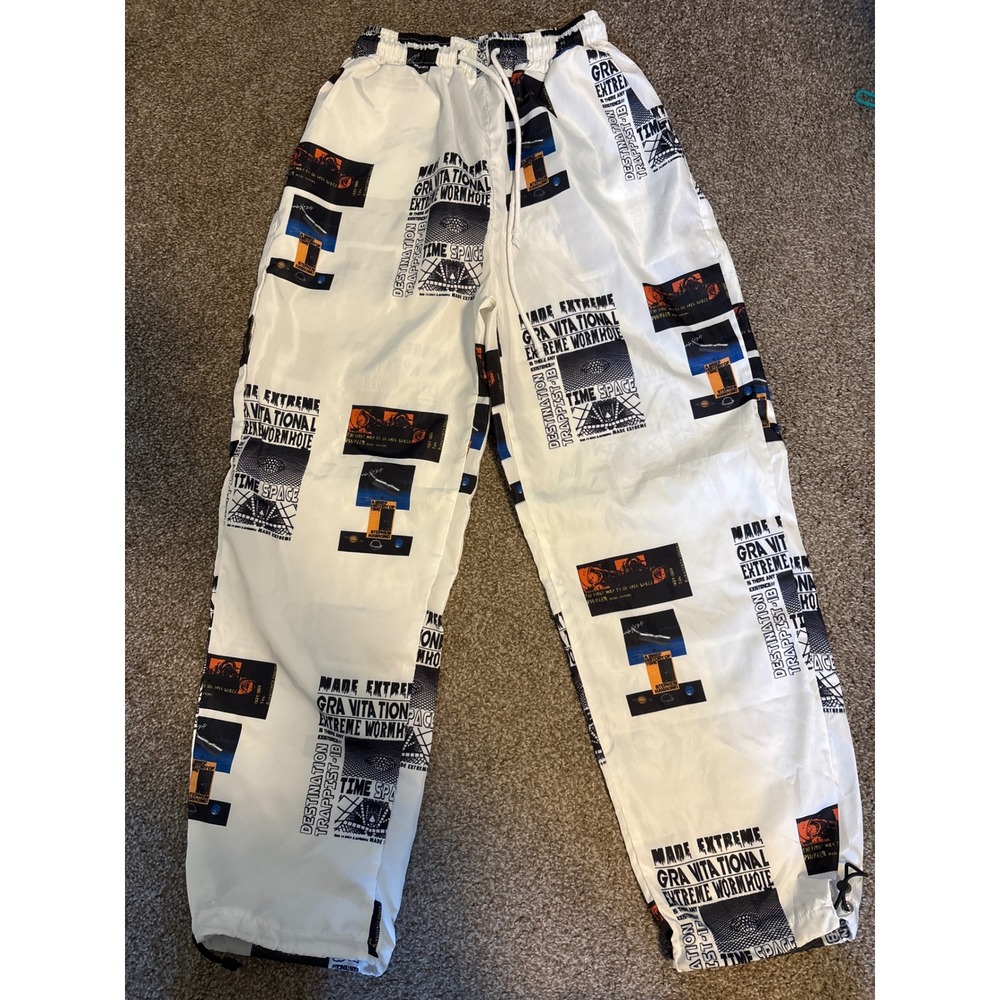 Unbranded Graphic Joggers Mens Large White Excellent Space Print Streetwear